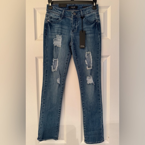 Black Label Crop Jeans C’est Toi Women's Blue Denim Distressed Jeans Size 26 - Picture 2 of 16